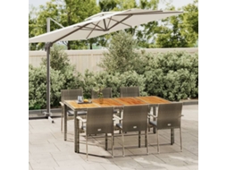Conjunto 7 Peças Jantar P/ Jardim C/ Almofadões Vime Pe Cinza Dkd Home Decor