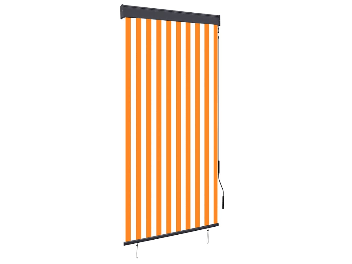 Vidaxl Estore De Rolo Para Exterior 100x250 Cm Branco E Laranja
