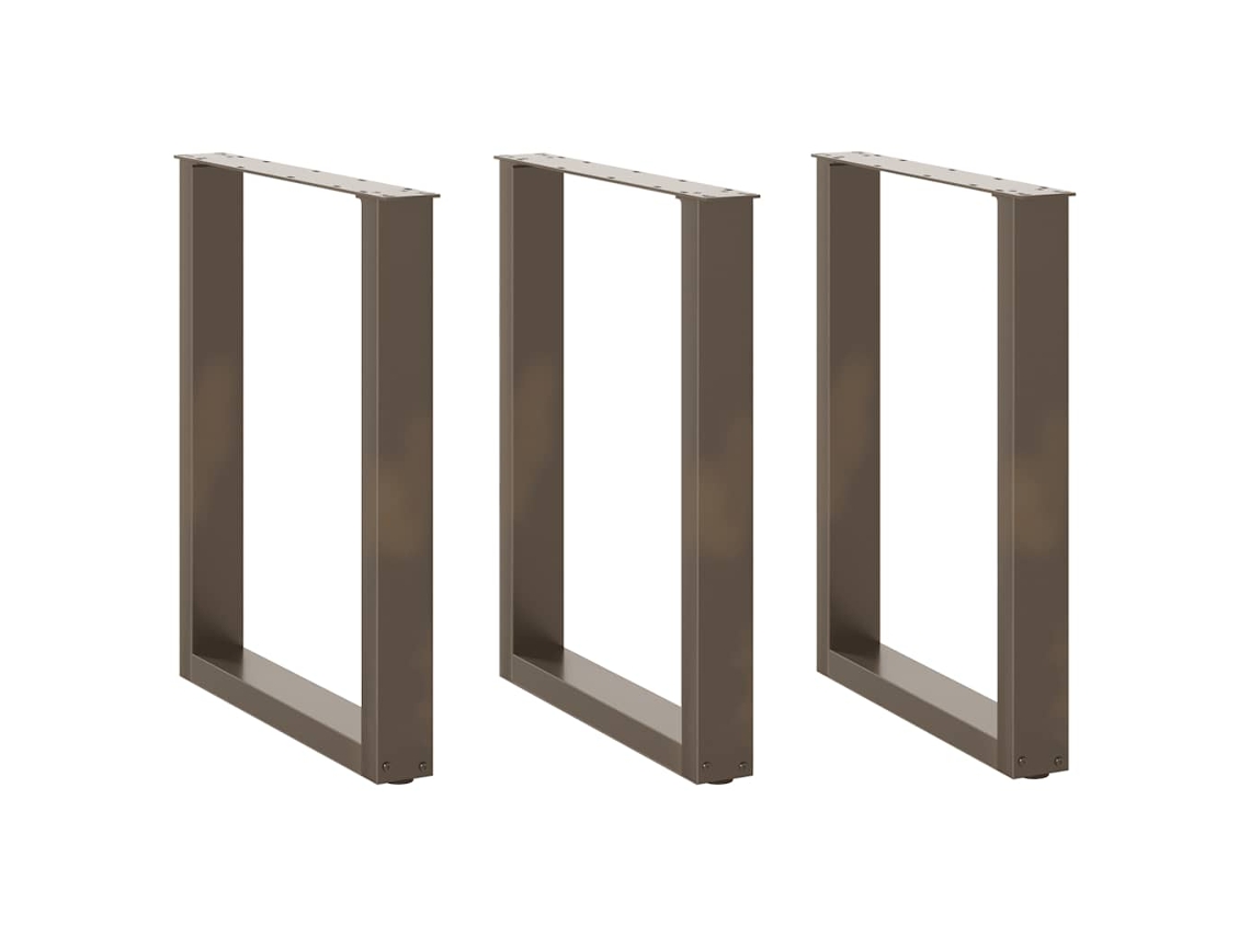 Vidaxl Pés Para Mesa De Jantar Em Formato De U, 3 Peças, Aço Natural, 70x(72-73) Cm, Aço
