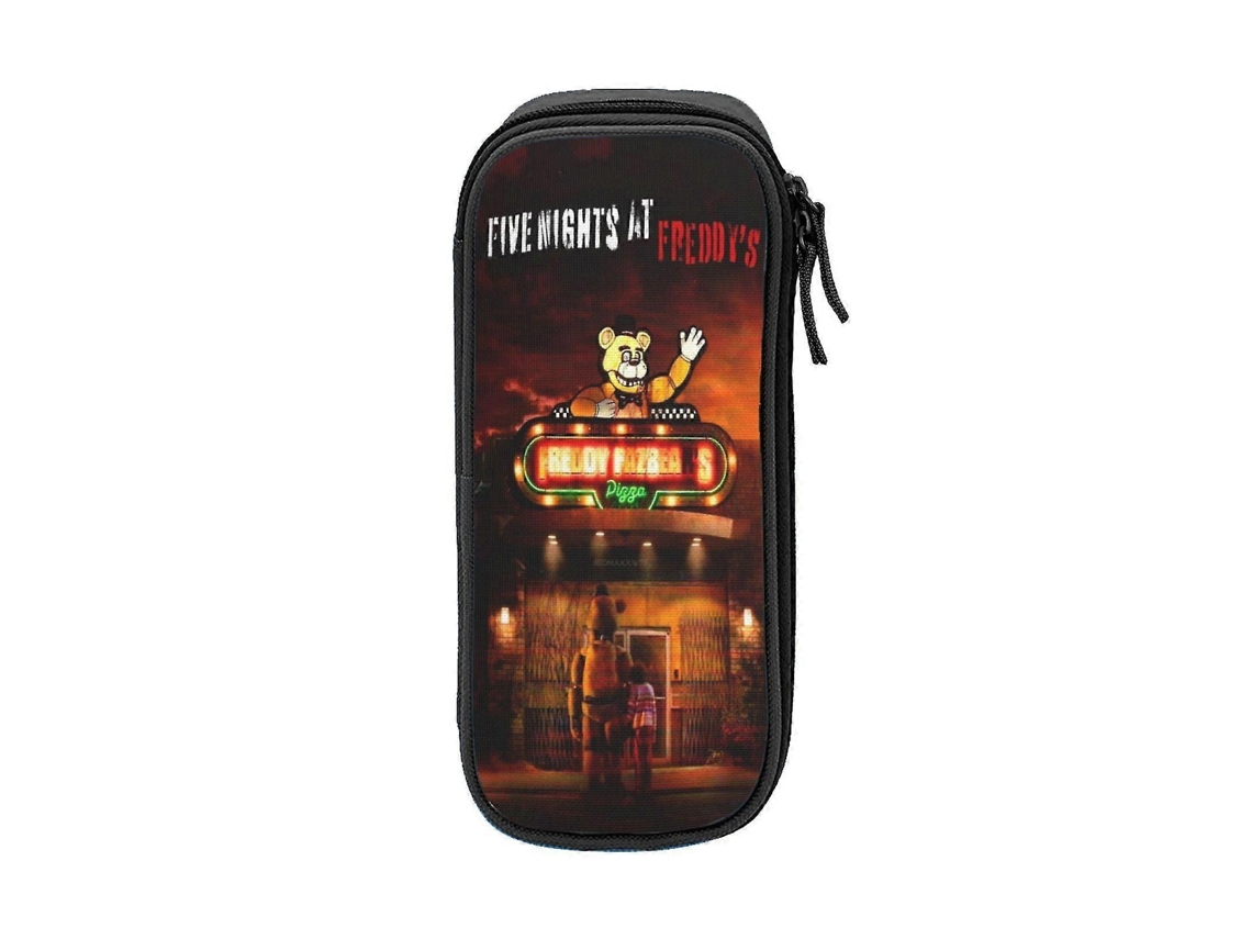 Estojo Five Nights at Freddy's (US$ 1.740), grande capacidade, design de animal FNAF, fecho duplo, acabamento fosco.