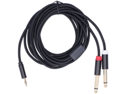 Cabo Adaptador 3.5mm Macho para 2x 6.35mm Malha de Algodão Tecida 3m | S/MARCA