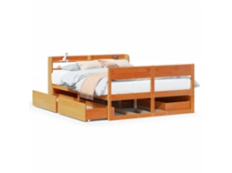 Cama Sem Colchão 120x190 cm Madeira Pinho Maciça Castanho mel MAISON EXCLUSIVE