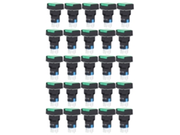 Laxiscreed Pack 25 Interruptores Quadrados Com Luz, 24v, Verde, Abs E Latão, Para Caixas De Distribuição