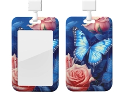 Porta Crachá Com Estampa De Borboletas Rosas, Capa Protetora Vertical Com Cordão, Estojo Impermeável Crachá