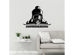 Autocollant Mural Em Vinil Snowboarder Crânio Montanha Esporte Adesivos De Janela Parede Casa Quarto Arte Decoração Murale 73x57 Cm