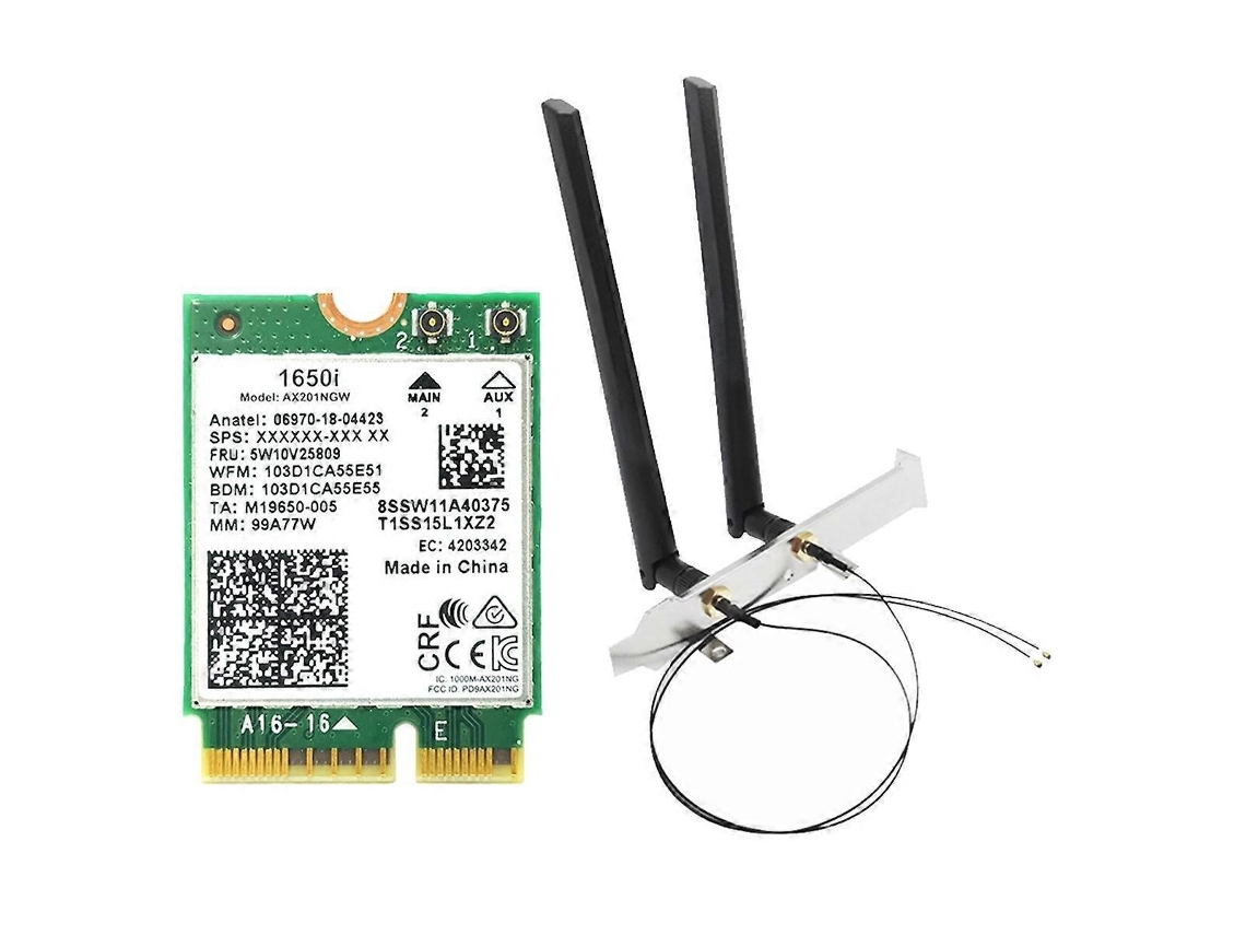 Lurelia Placa Wi-fi Ax201ngw Wi-fi 6 3000 Mbps Dual Band 2,4/5 Ghz Bluetooth 5.1 Antena