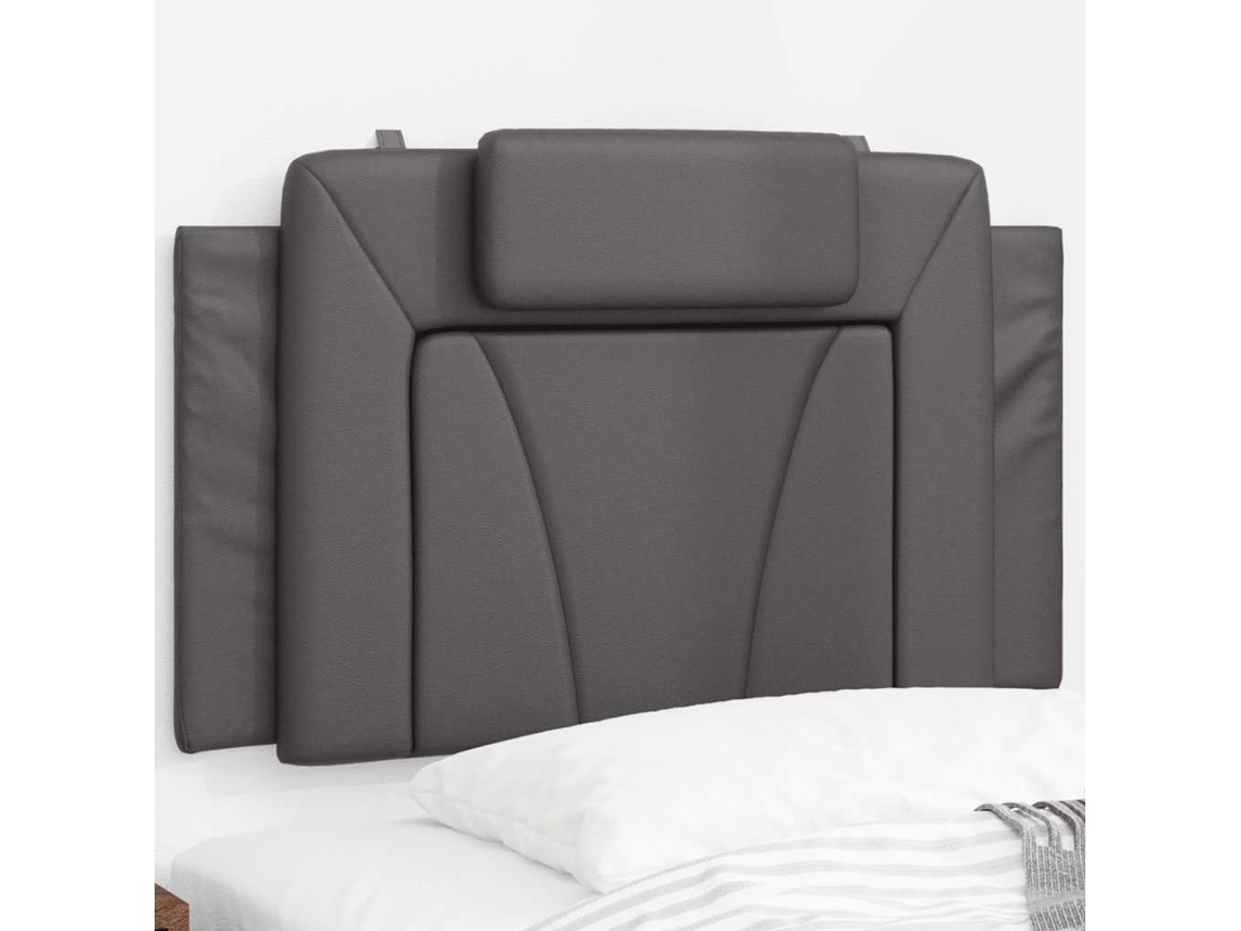 Vidaxl Almofadão De Cabeceira Viana 90 Cm Couro Artificial Cinzento