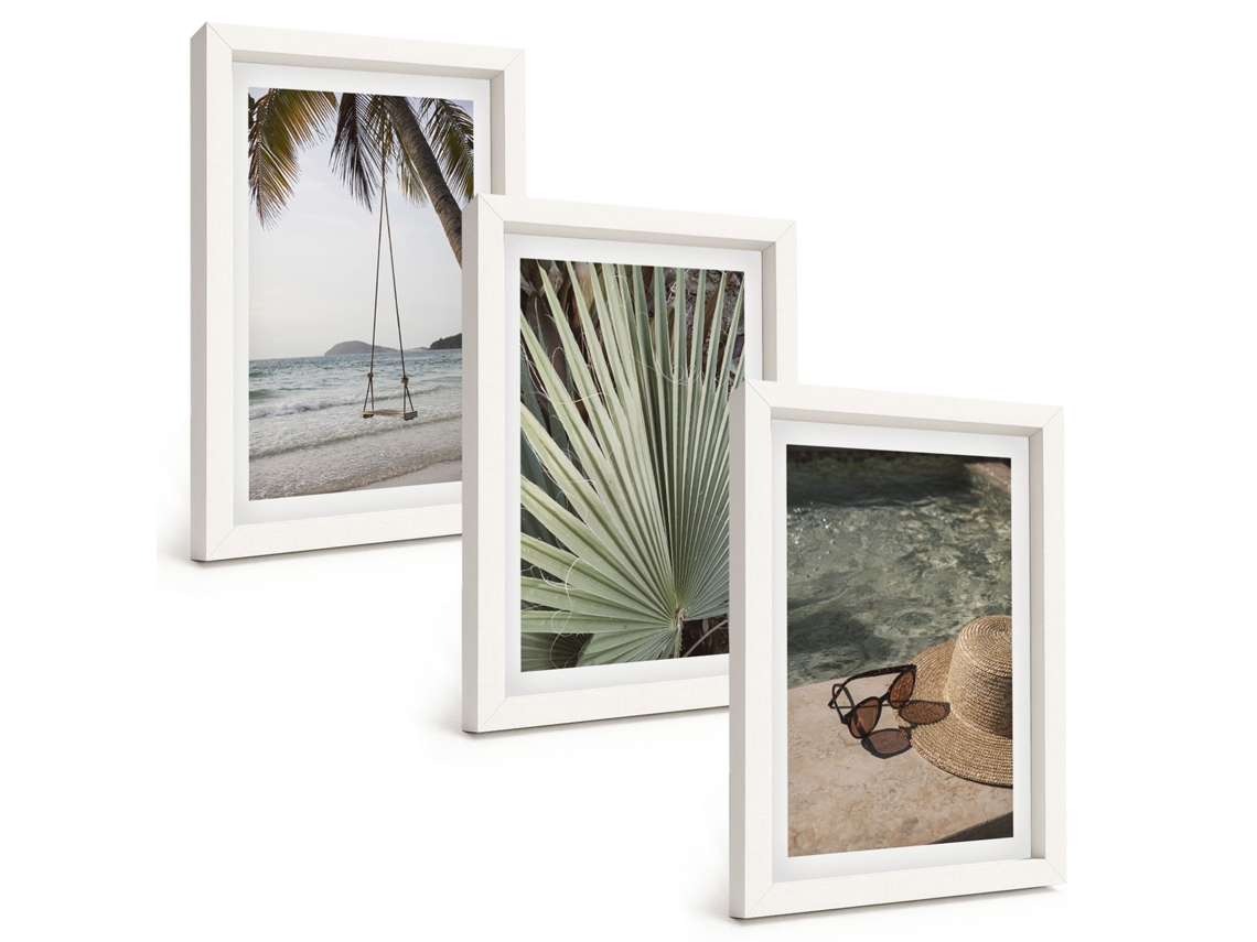 Composição De Quadros Férias Em Balanço Na Praia Com Folhas Espelharte (3 Peças 20x30 Cm)