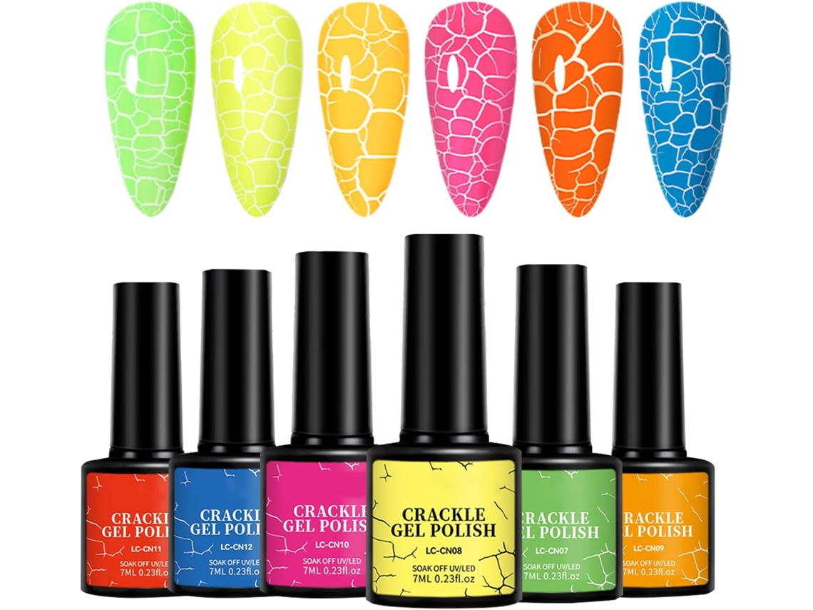Esmalte em gel craquelado moderno, multifuncional, de longa duração e resistente.