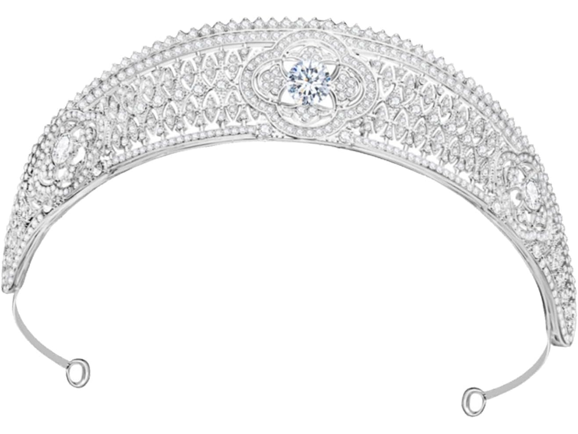 Tiara De Noiva Com Strass Branco, Coroa De Noiva Brilhante, Acessório De Cabelo Elegante