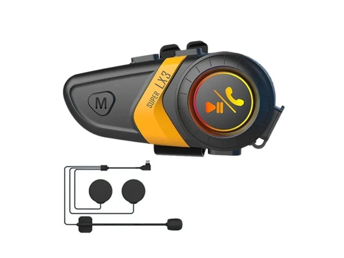 Intercomunicador Capacete Para Moto Yizhood Lx3 Amarelo