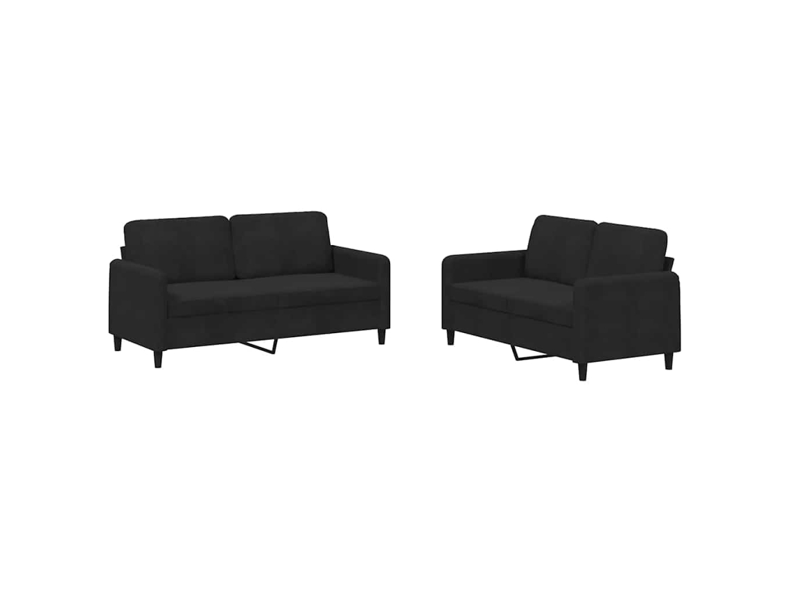 2 Pcs Conjunto de Sofás Veludo Preto MAISON EXCLUSIVE