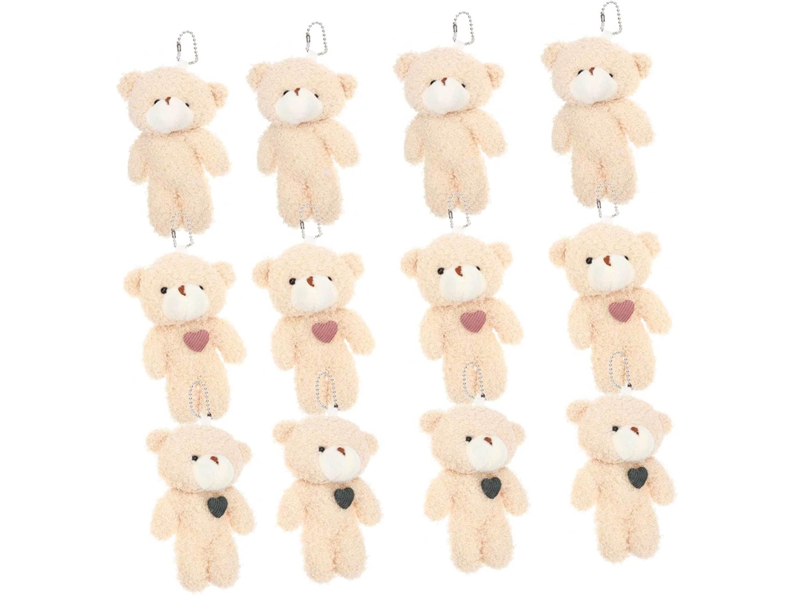 Conjunto De 12 Mini Chaveiros Ursinho Pelúcia Marrom, Brinquedo