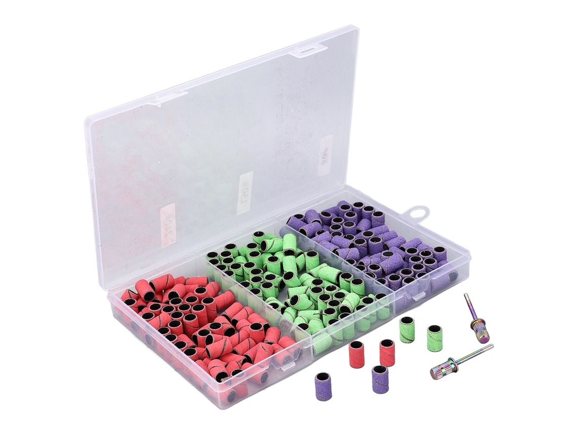 210 unidades de fitas adesivas Lixa para unhas com 2 mandris, grãos 80, 150 e 240, para manicure e pedicure profissional.