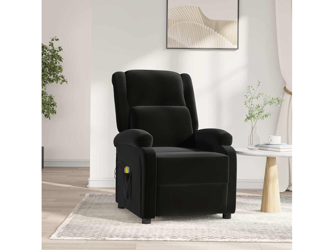 Vidaxl Poltrona De Massagens Elétrica Veludo Preto