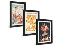 Composição De Quadros Retratos Florais Com Buquês Espelharte (3 Peças 20x30 Cm)