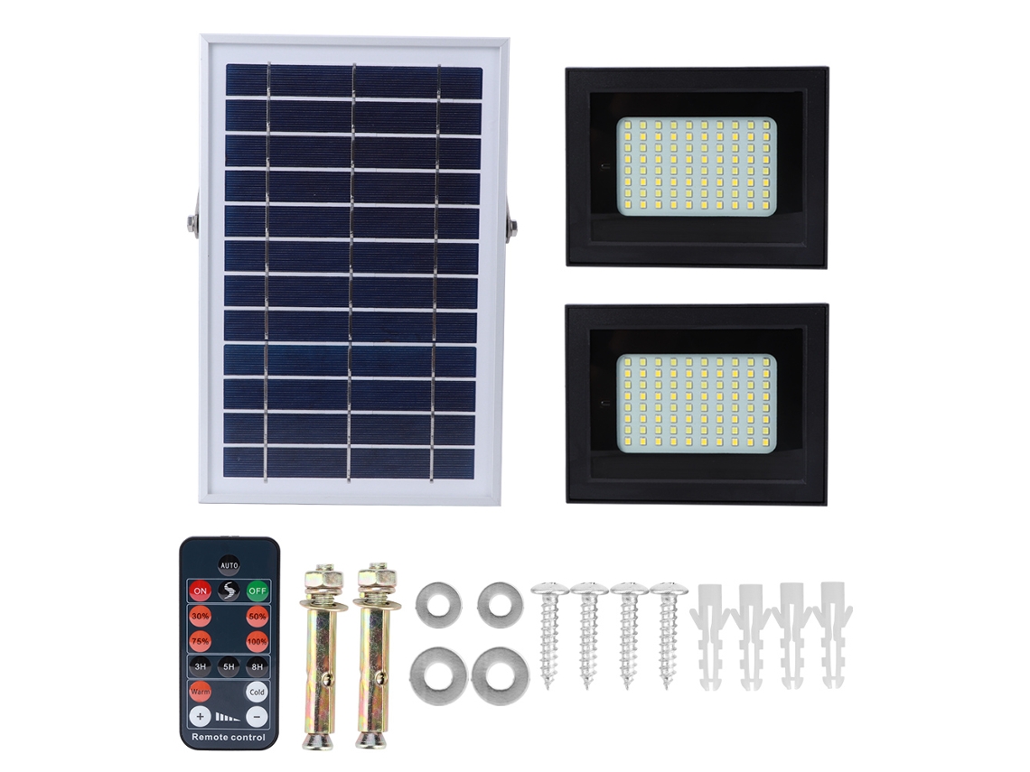 Laxiscreed Holofote Solar Externo À Prova D'água Com Duas Lâmpadas Para Iluminação Do Jardim