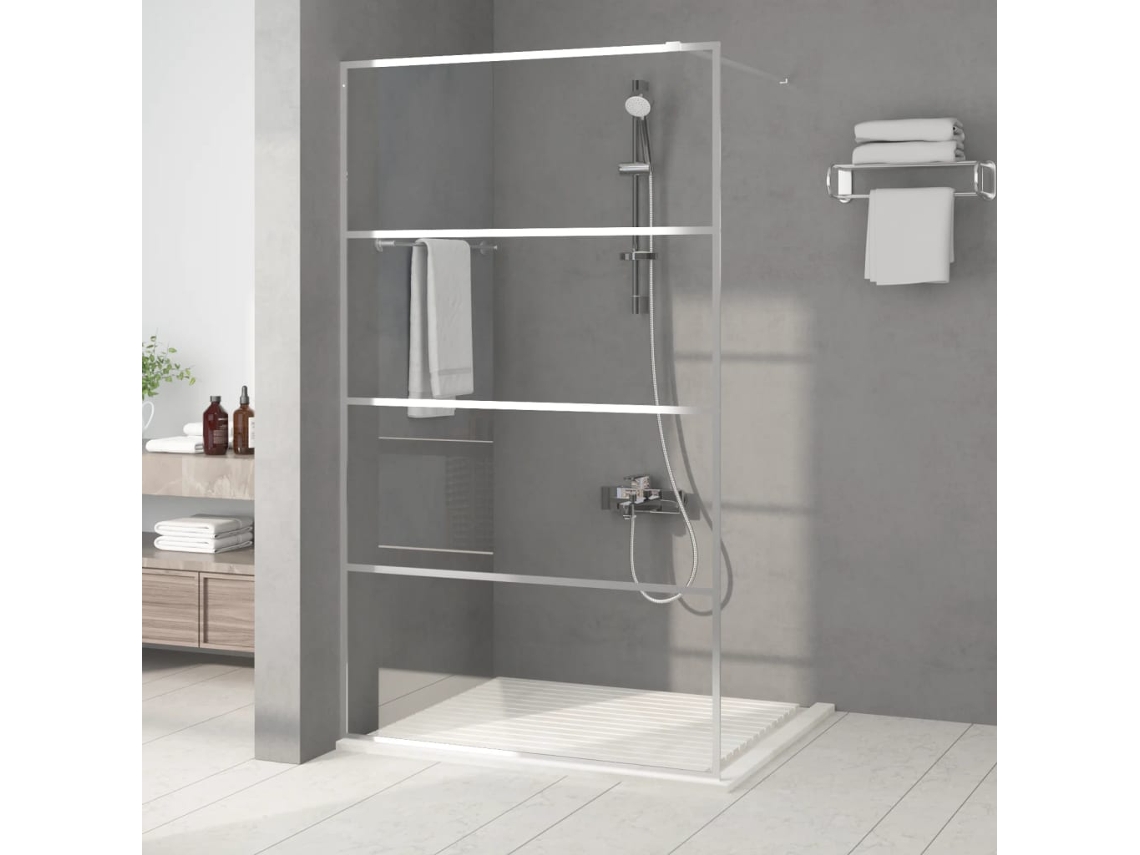 Vidaxl Divisória De Chuveiro Prateado 115x195cm Vidro Esg Transparente