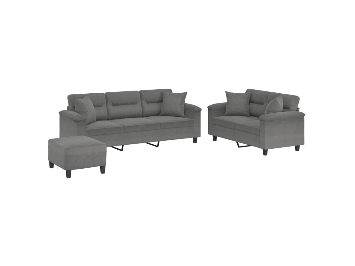 Sofa Set, Sofa Sets Vidaxl Cinzento-acastanhado Microfibra (n/a)