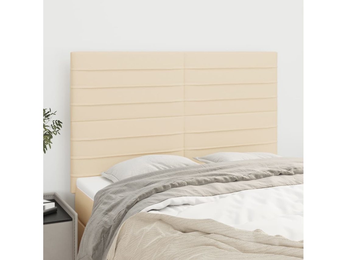 Vidaxl Cabeceira Creme 144x5x118/128 Cm Tecido