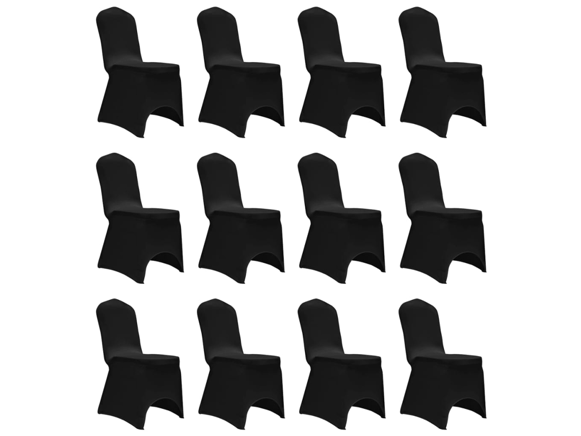 Vidaxl Capa Para Cadeira Elástica 12 Pcs Preto