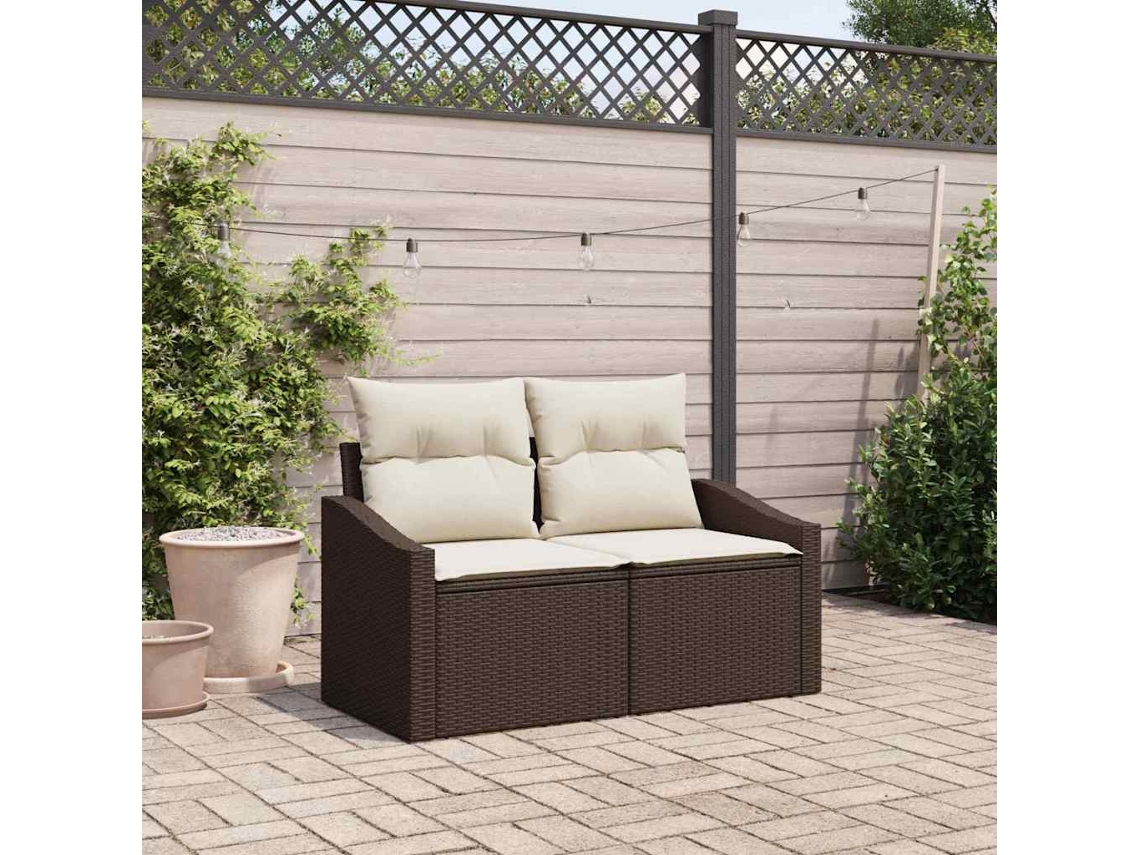 Vidaxl Sofá De Jardim Com Almofada 123 X 62 X 69 Cm Vime Pe