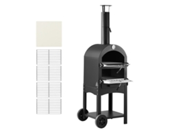 Forno de pizza a pellets Lenha de 2 camadas, para uso externo, com rodas removíveis, máquina de fazer pizza com temperatura máxima de 540 °C Grelhar, X 445 1420