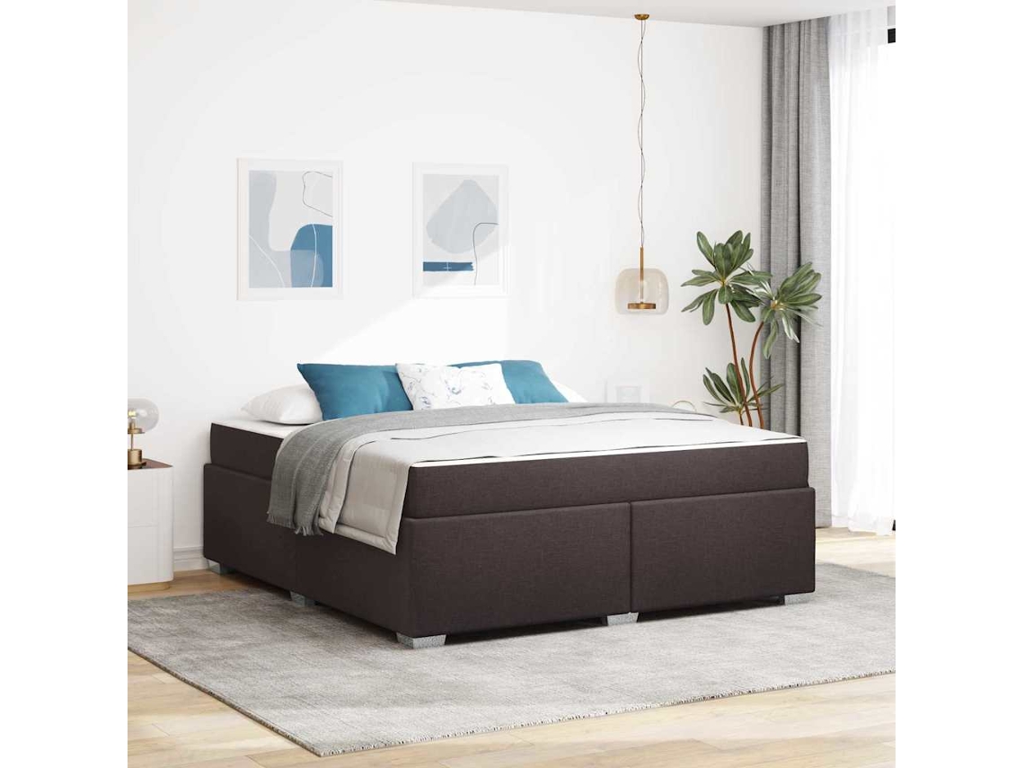 Vidaxl Estrutura Da Cama Com Colchão Marrom Escuro 180 X 200 Cm Tecido