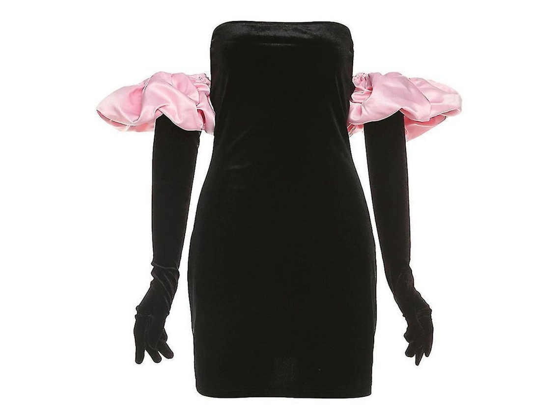 2026 vestido Sexy de Manga Flutuante com Luvas para Mulher, Ajustado Slim Fit Gxe M Rosa
