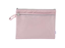 Bolsa Com Cremallera Alongada Ampliada De Duas Camadas Para Armazenamento De Utensílios Escolares Rosa