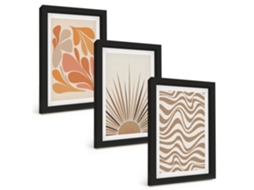 Um Conjunto De Imagens Decorativas Em Uma Molduraformas Pastel Boho Com Tema De Sol Moldura Preta Pinturas De Quarto Espelharte (3 Peças 20x30 Cm)