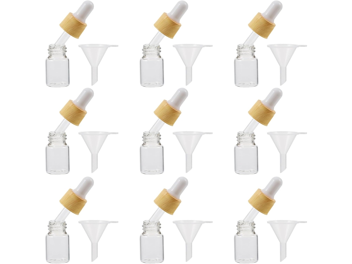 Conjunto De 20 Mini Frascos De Vidro De 5 Ml Com Pipeta Conta-gotas, Recarregáveis.