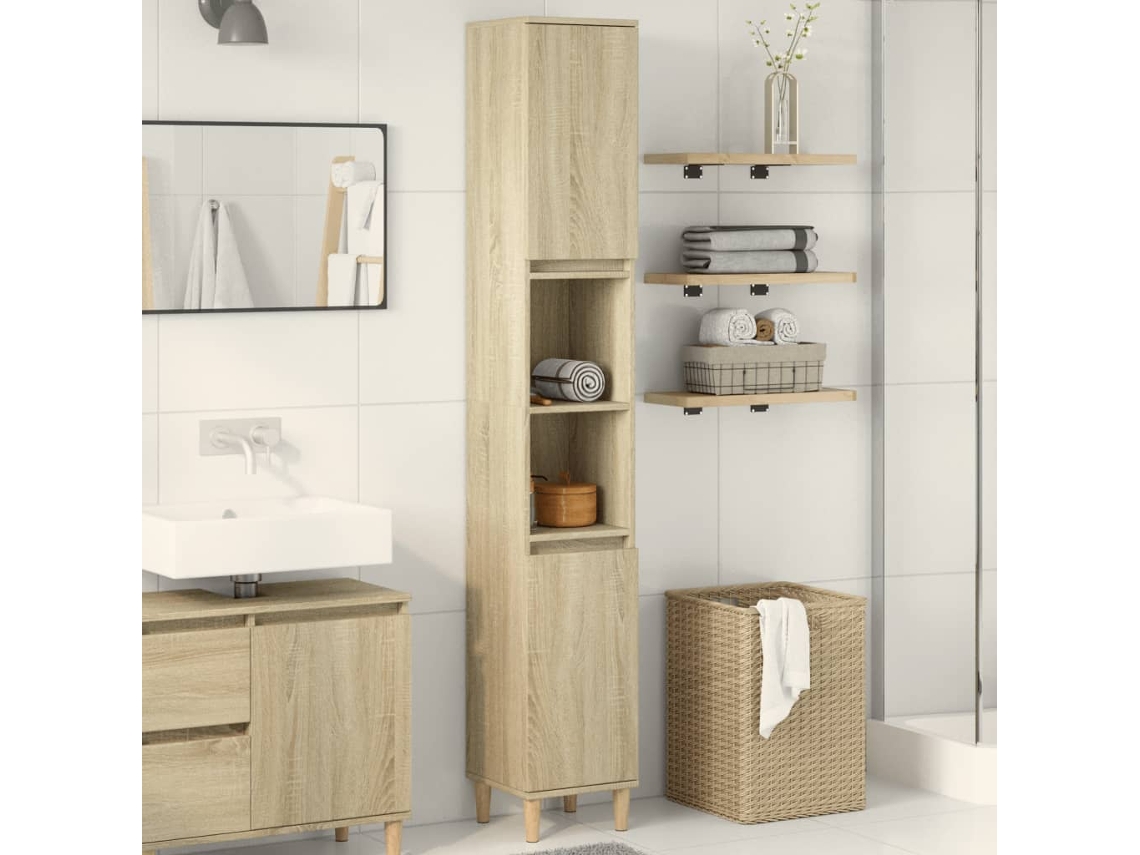 Vidaxl Armário Wc 30x30x190 Cm Derivados De Madeira Carvalho Sonoma