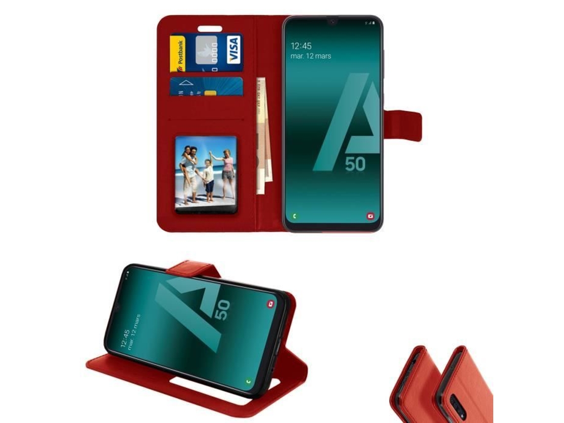 Capa Carteira De Couro Samsung Galaxy A50 - Vermelho