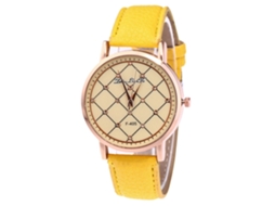 Reloj De Cuarzo Unisex Con Correa De Cuero Pu Zhoulianfa Dial Casual Amarillo