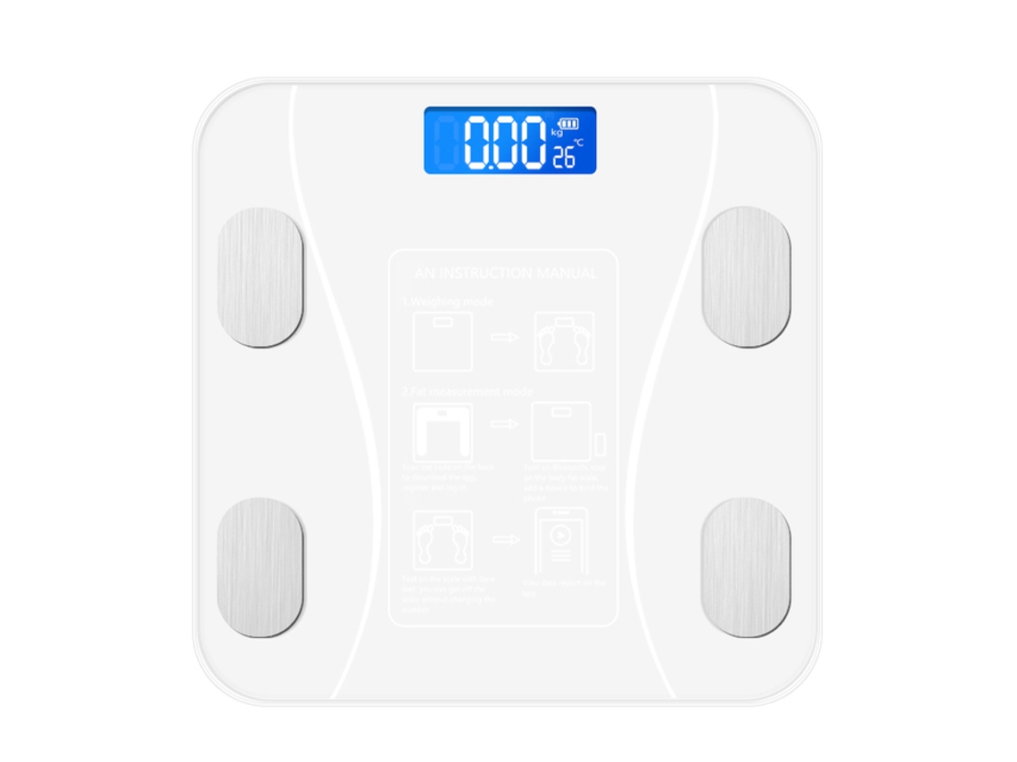 (branca) Balança Inteligente De Gordura Corporal Com Aplicativo Para Smartphone, Bluetooth E Capacidade De Carregamento Usb.