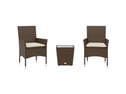 Conjunto de 3 Bistrô com Almofadões Vime Pe/vidro Castanho MAISON EXCLUSIVE (3pcs)