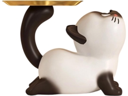 Tigela Chaves Estátua de Entrada Decorativa Bandeja Organizadora Resina Doces Estar Quarto Closet Hall Gato - GOKOCO