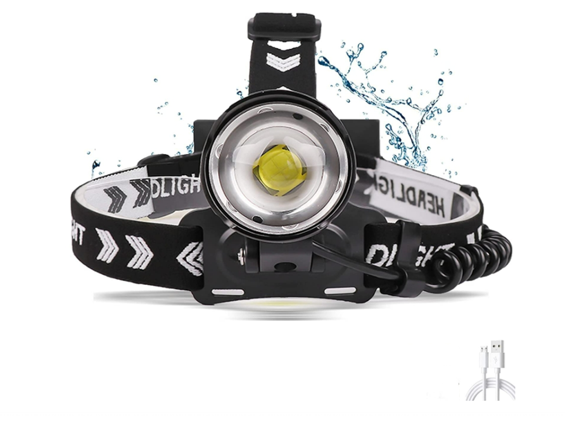 Lanterna de Cabeça Led Recarregável Usb Poderoso Farol Xhp90 Farol Super Brilhante de 15.000 Lúmens com Zoom em 3 Modos Preto TURMIN