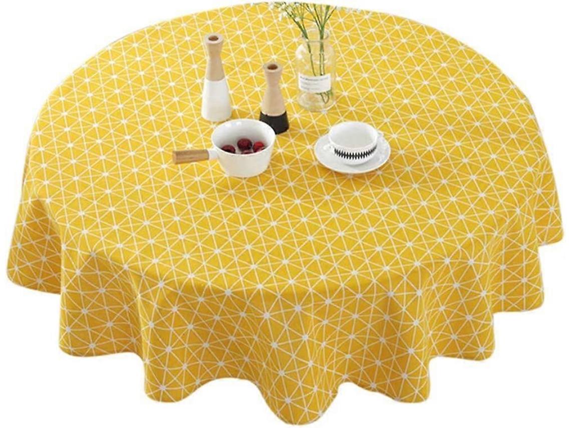 Rebe mantel Redondo de Algodón Lino a Rayas Floral Lavable Resistente a Manchas Decorativo Nórdico 60x60 Polegadas