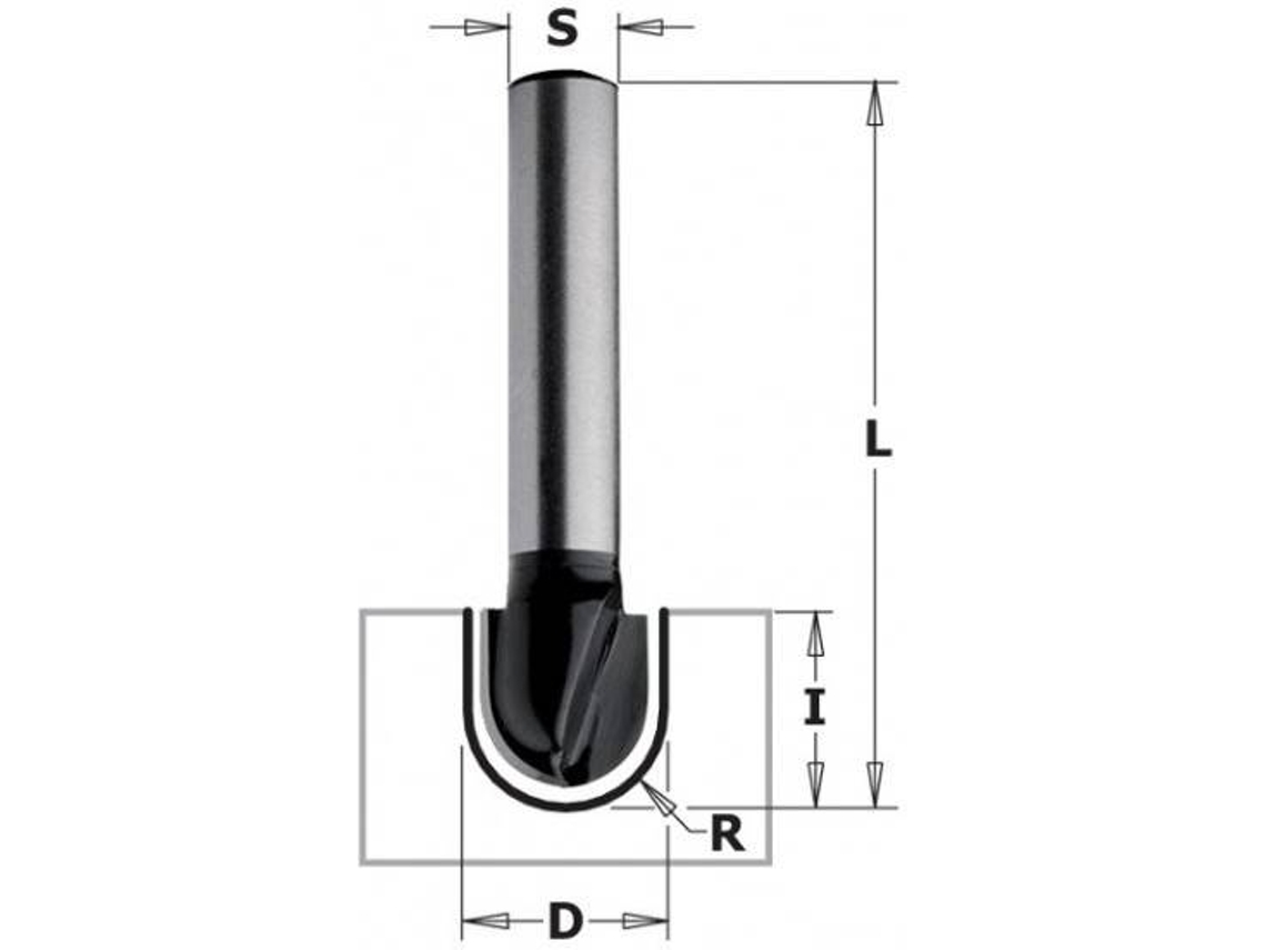 Fresa de Raio Convexo S=8 Ø9.5 R=4.75 Contractor - K914-095