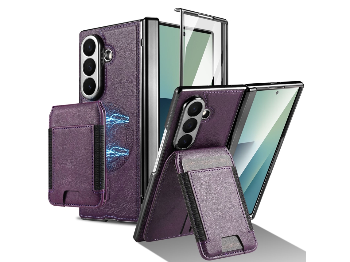 Capa Hexinyigjly Para Samsung Galaxy Z Fold 7, Compatível Com Magnsafe, Com Protetor De Ecrã Integrado Roxo