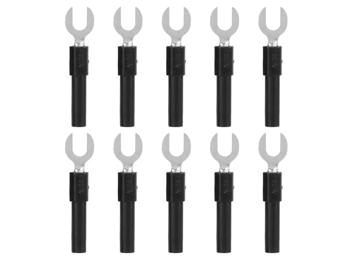 10pcs Conectores de Fio Garfo Latão Y Type 6mm 4mm Banana Plug 30vac 60vdc 10a Preto