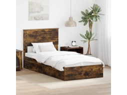 Vidaxl Cama Com Armazenamento Com Gaveta Carvalho Defumado 90 X 200 Cm