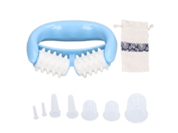 Conjunto de massagem manual com rolo e ventosas de silicone para o rosto.