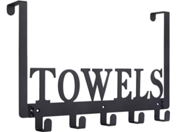 Suporte de Toalhas Parede com Estilo Decorativo, em Aço Manganês Resistente À Água com Acabamento Jateado, Ideal para Banheiro e Cozinha BRILVIBERA