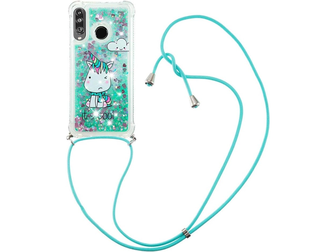 Correia Protetor Unicórnio para Huawei Huawei P30 Lite HONGWE. Pele Sintética Verde