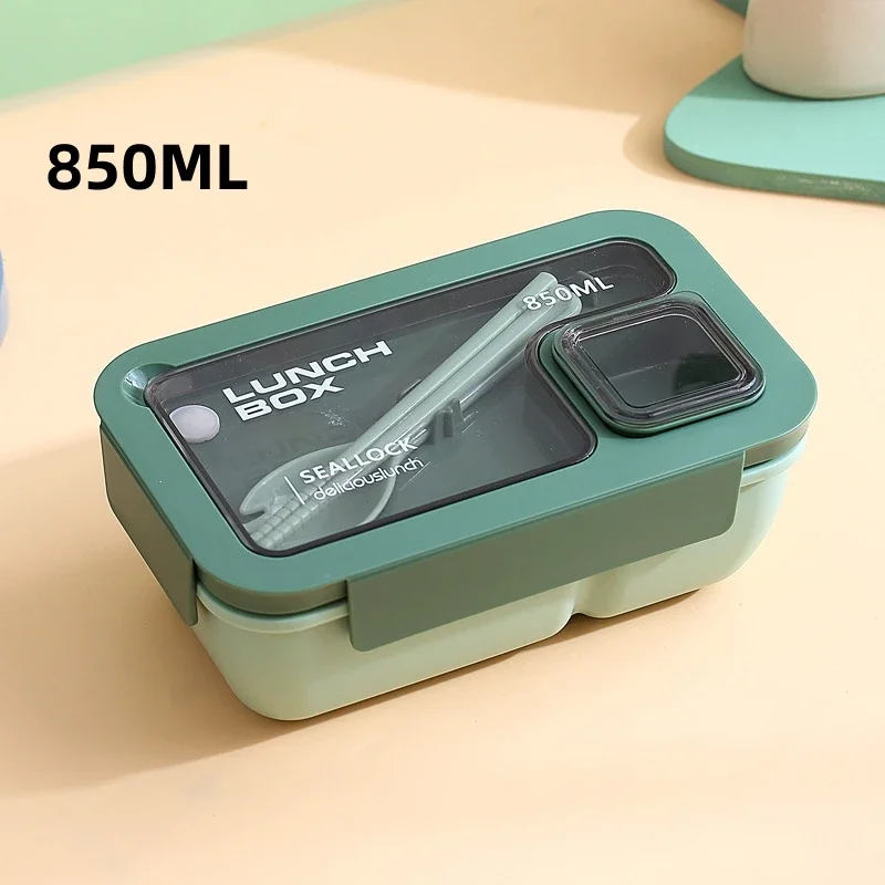 (verde 850ml) Lancheira Portátil Para Crianças, Inclui Lancheira E Talheres Próprios Para Micro-ondas.