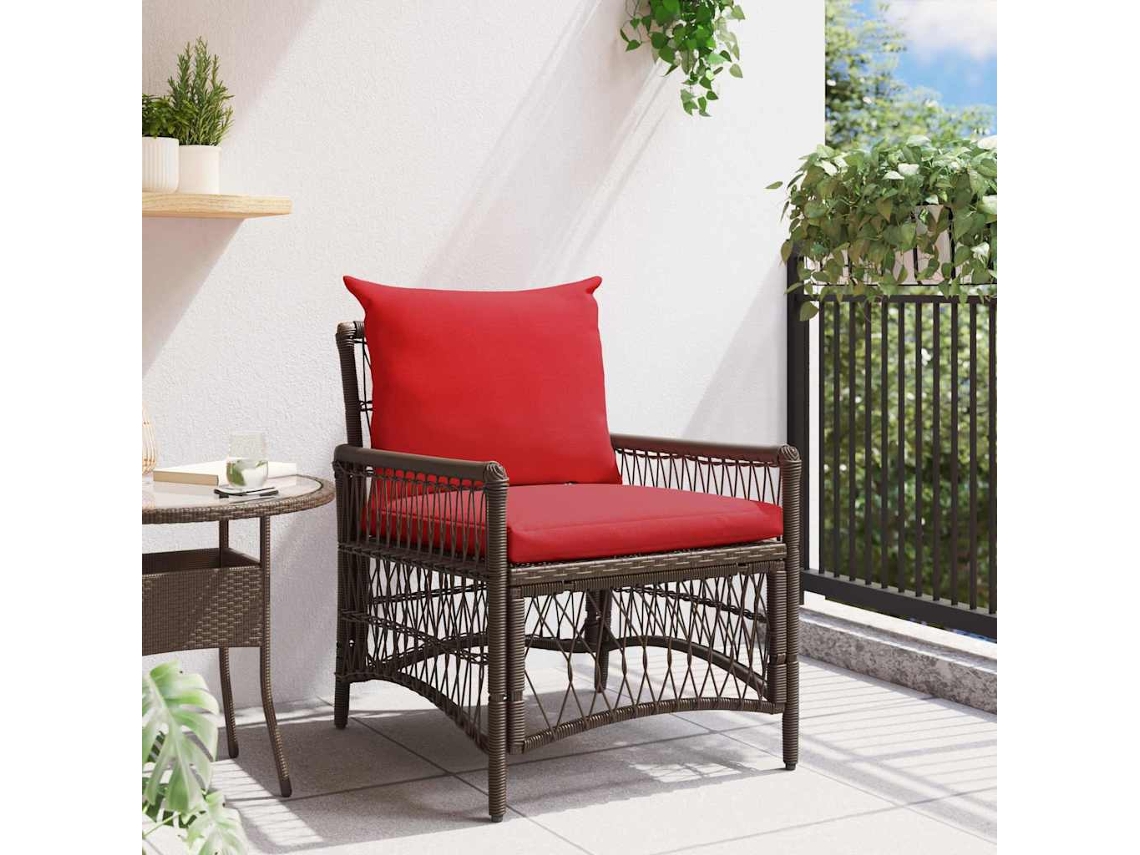 Vidaxl Cadeira De Jardim Castanho Vime Pe