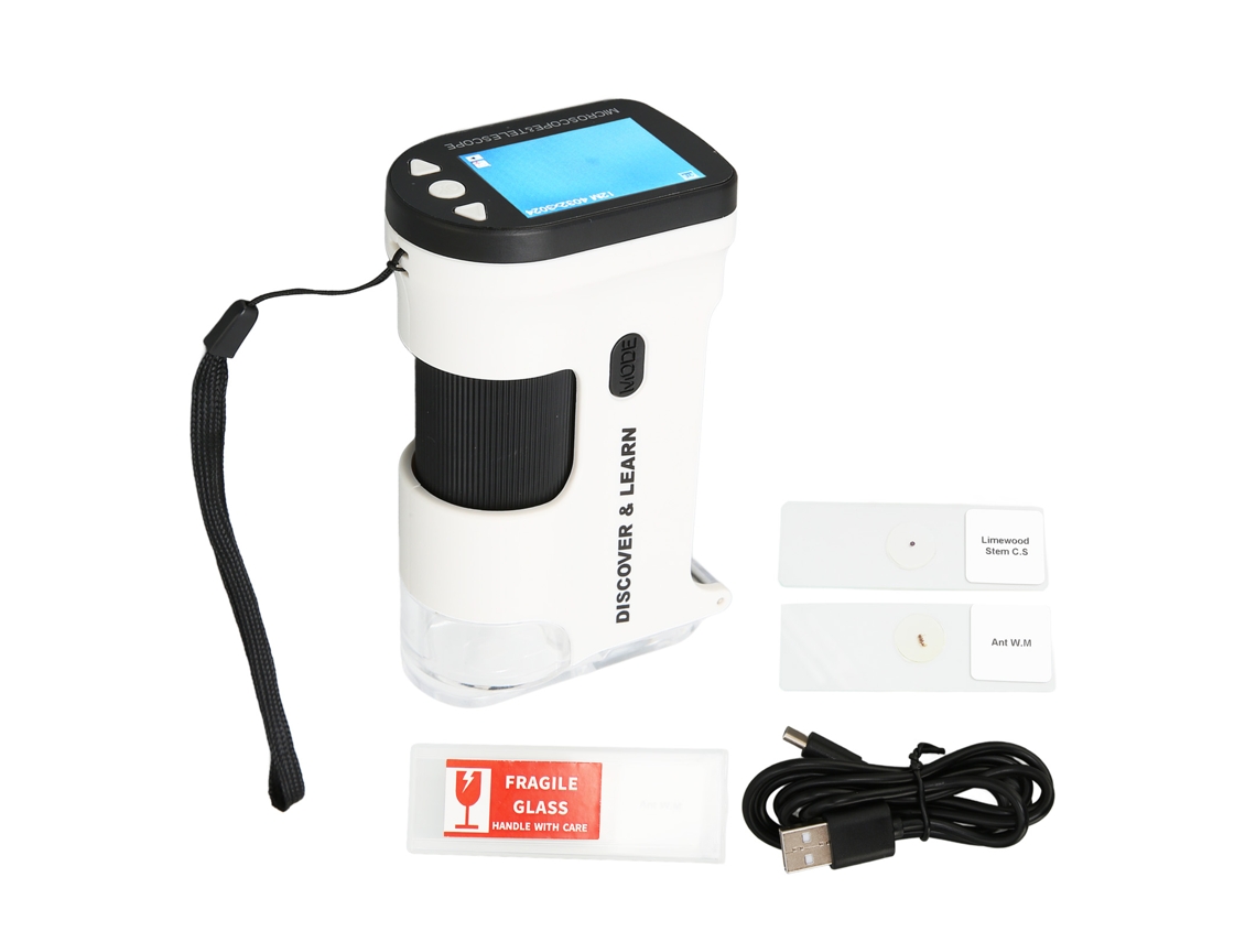 Microscópio Portátil Pocket 800x com Tela Lcd 2 Polegadas Bateria 2000mah